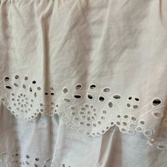 Joie White Navy Stripe Linen Cotton Top w/ Eyelet Lace Hem Size Small EUC - Picture 6 of 7